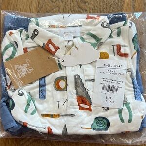 Angel Dear Tool Print Polo with Blue Cargo Pants